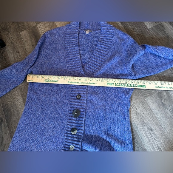 J. Jill Purple Cardigan Sweater Ribbed Knit country cottage chunky size L fall - Picture 5 of 11